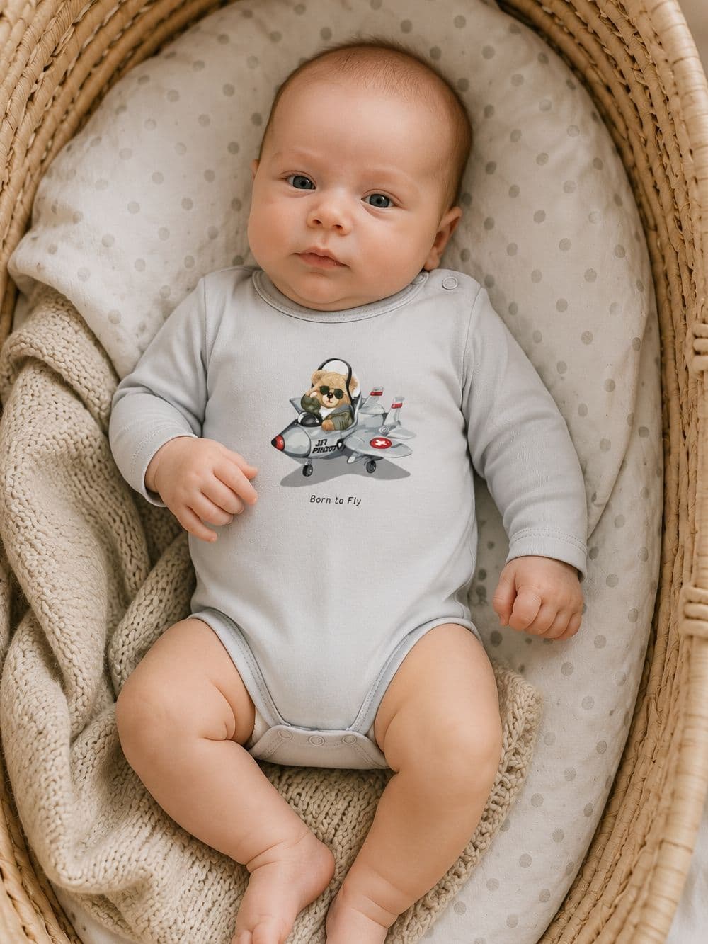 Chlapčenské body BORN TO FLY s dlhým rukávom – Sivá — pohľad 2