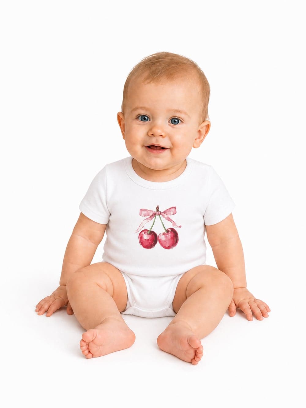 Detské body SWEET CHERRY s krátkym rukávom — na postave spredu