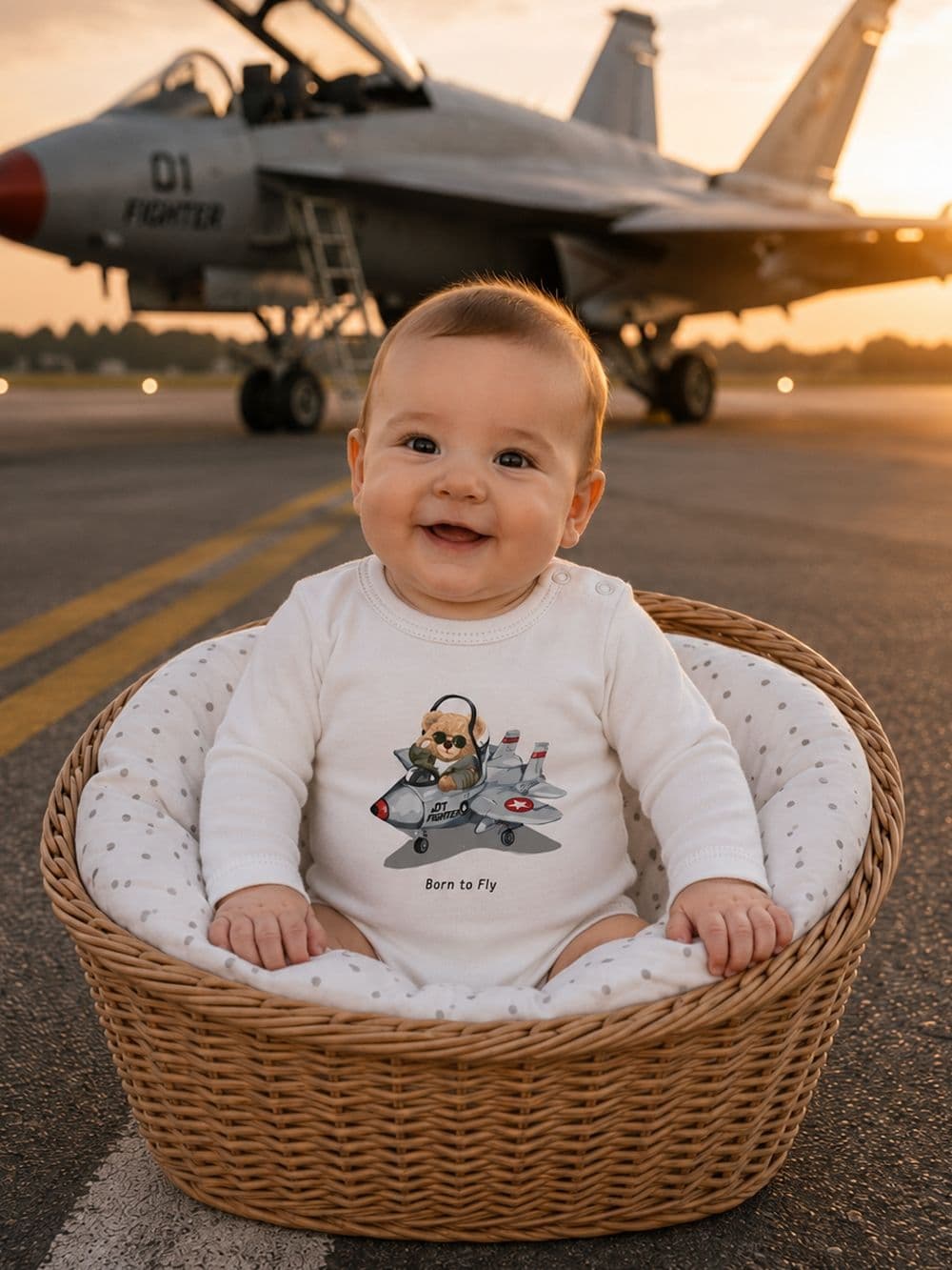 Detské body BORN TO FLY s dlhým rukávom – Biela — pohľad 2