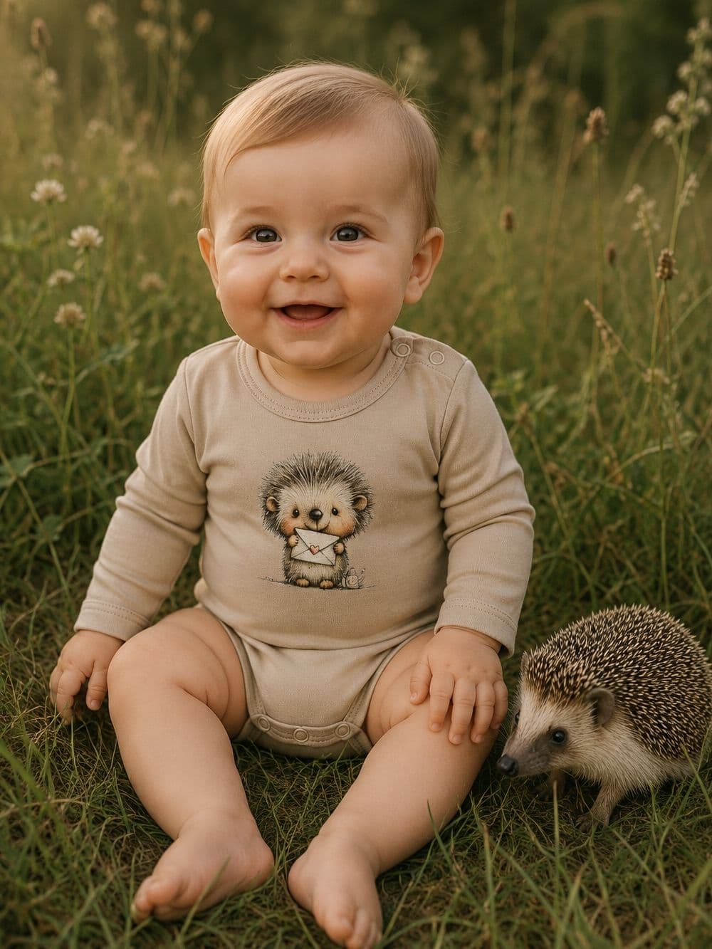 Chlapčenské body LOVELY HEDGEHOG s dlhým rukávom — pohľad 2