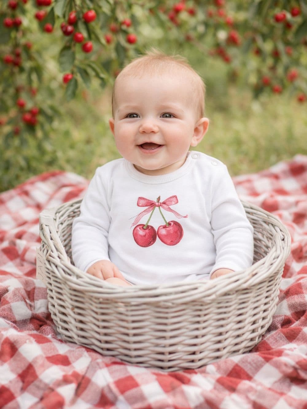 Detské body SWEET CHERRY s dlhým rukávom – Biela — pohľad 2