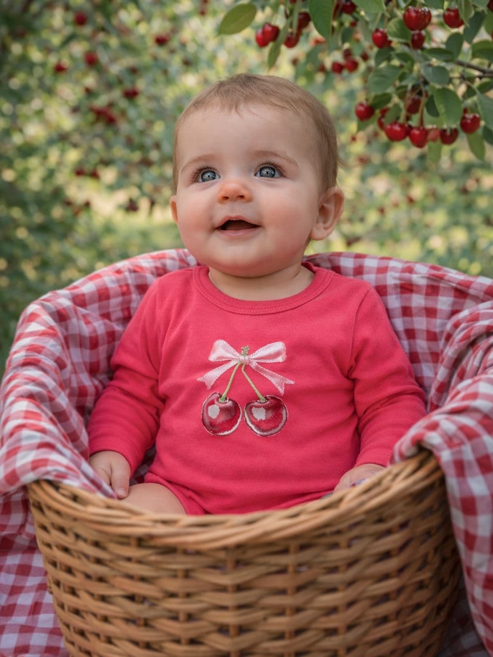 Dievčenské body SWEET CHERRY s dlhým rukávom – Cyklaménová — pohľad 2