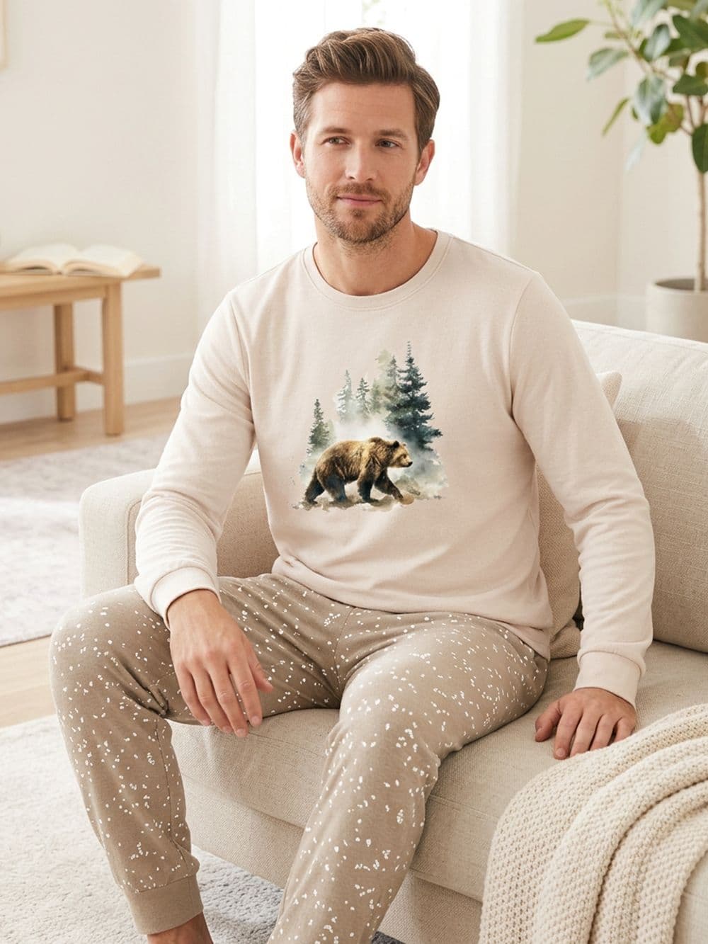 Pánske pyžamo FOREST BEAR s dlhým rukávom