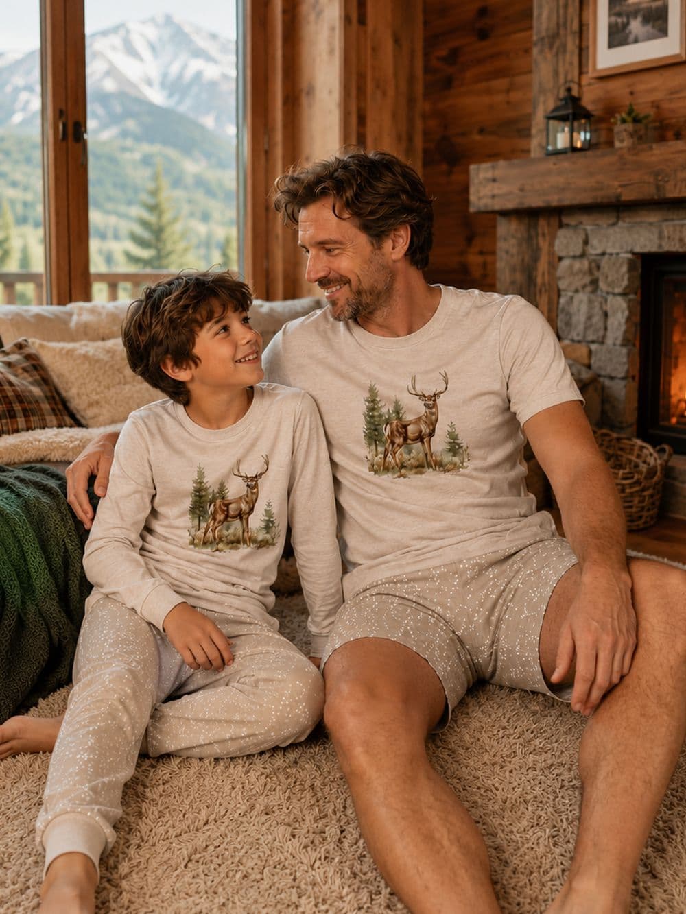 Pánske pyžamo FOREST DEER s krátkym rukávom — pohľad 2