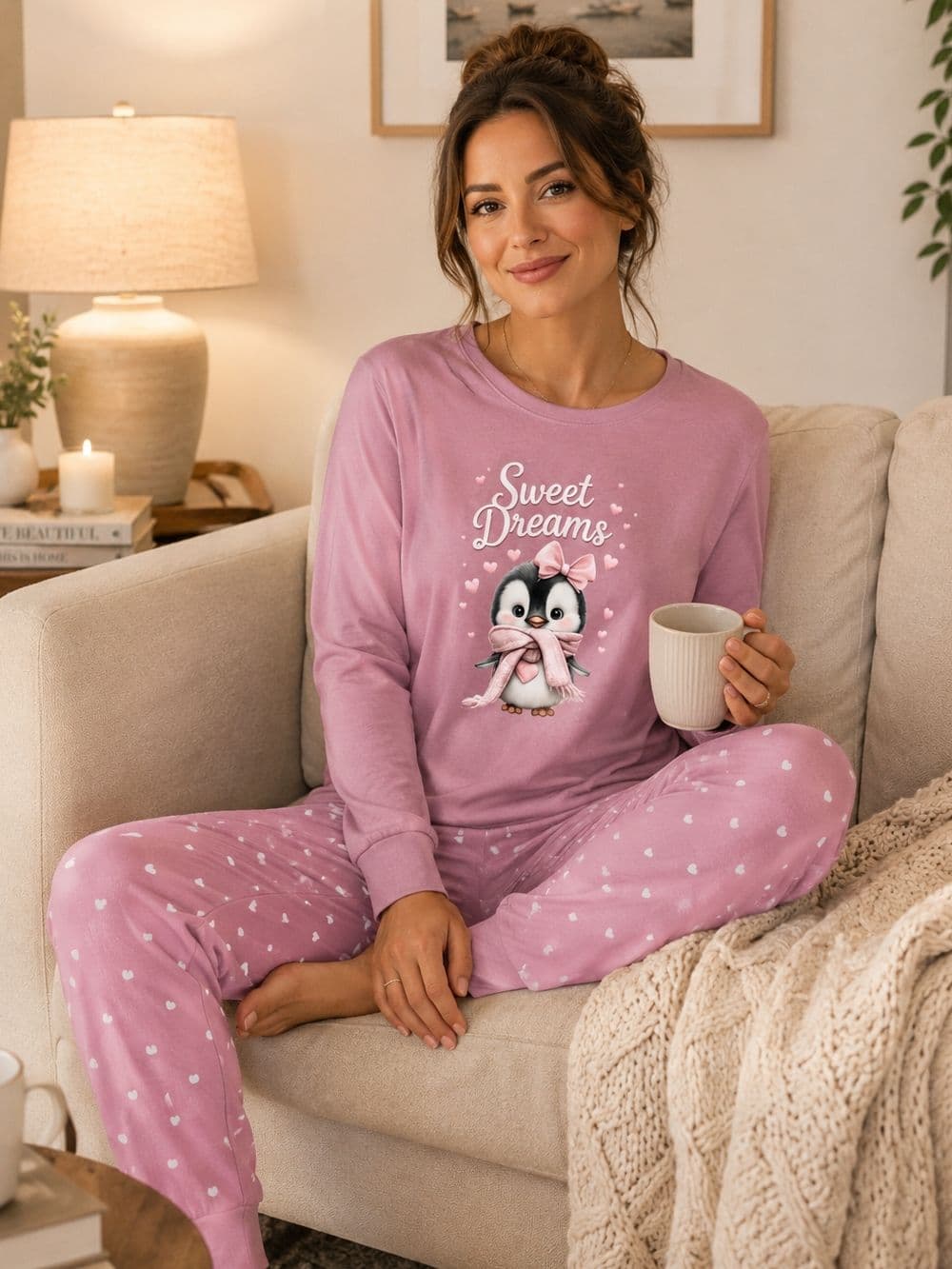 Dámske pyžamo CUTE PENGUIN s dlhým rukávom