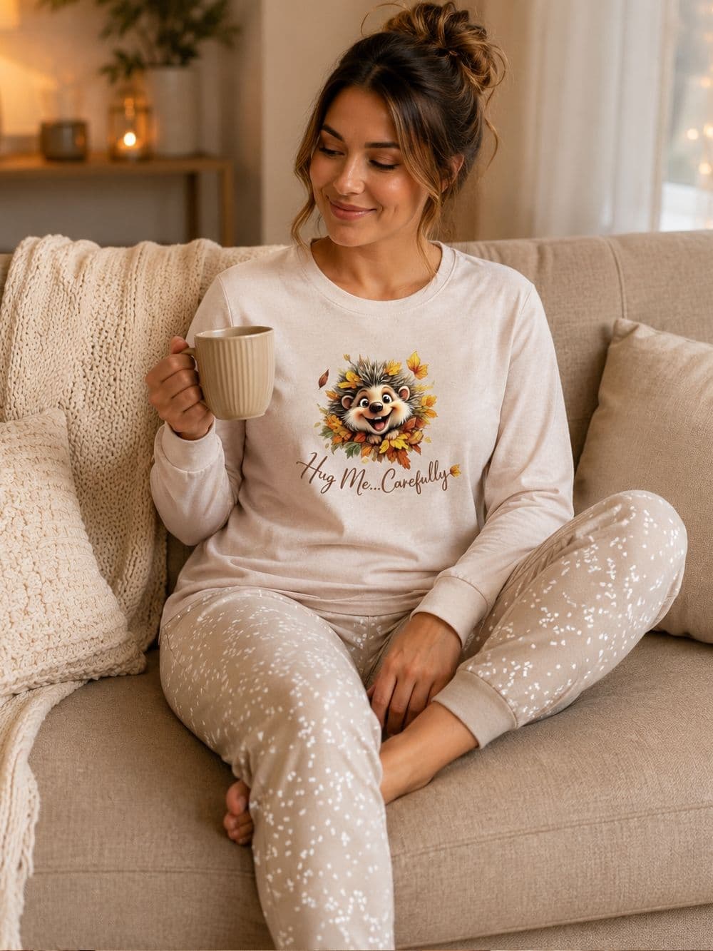 Dámske pyžamo FUNNY HEDGEHOG s dlhým rukávom