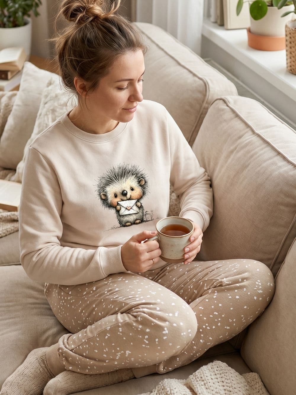 Dámske pyžamo LOVELY HEDGEHOG s dlhým rukávom — pohľad 2