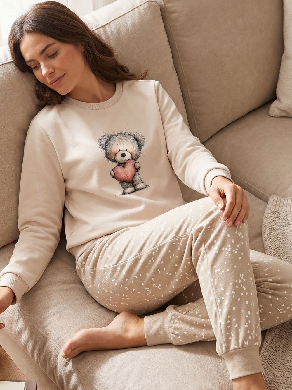 Dámske pyžamo LOVELY TEDDY s dlhým rukávom